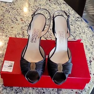 Salvatore Ferragamo Leather Sling Sandals NOT AVAILABLE FOR SALE